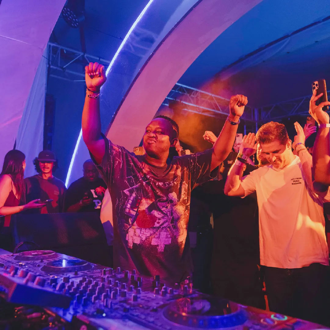 A photograph of the DJ's at Sexy Groovy Love.