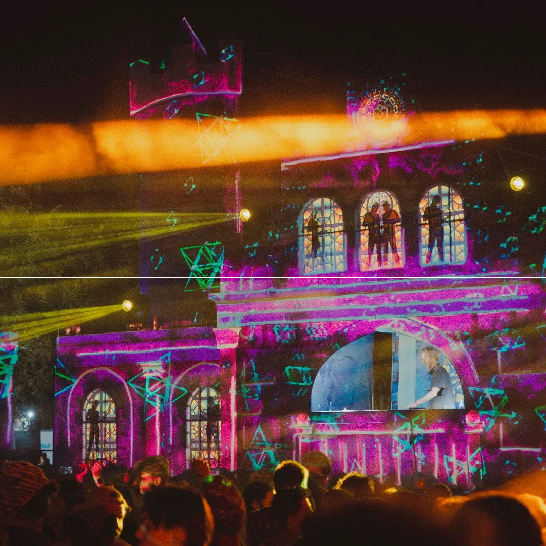 A photograph of the stage at night at Alcazar NYE