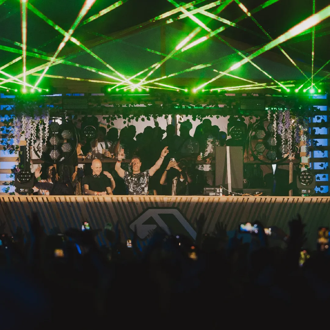 A photograph of the stage at Anjunadeep