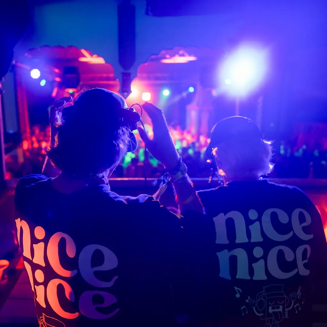 A photograph of the Nice Nice DJ's playing a set at Wanderbay